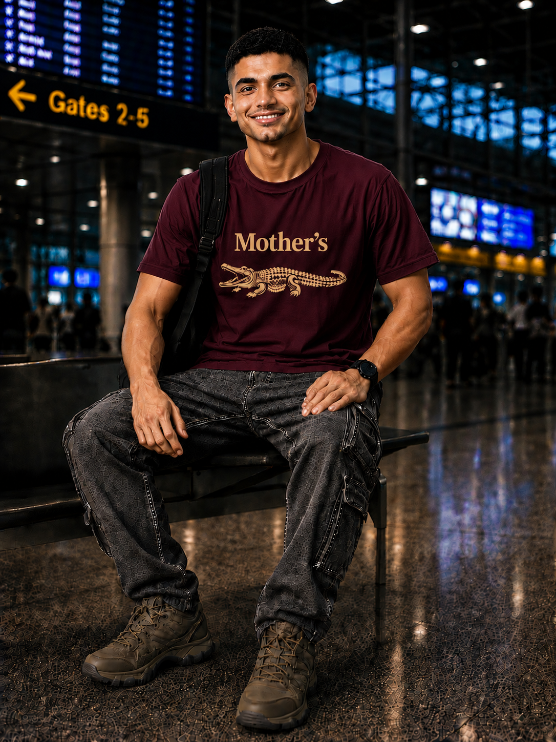 Mother’s Crocodile Graphic T-Shirt | Premium Casual Streetwear — Maroon