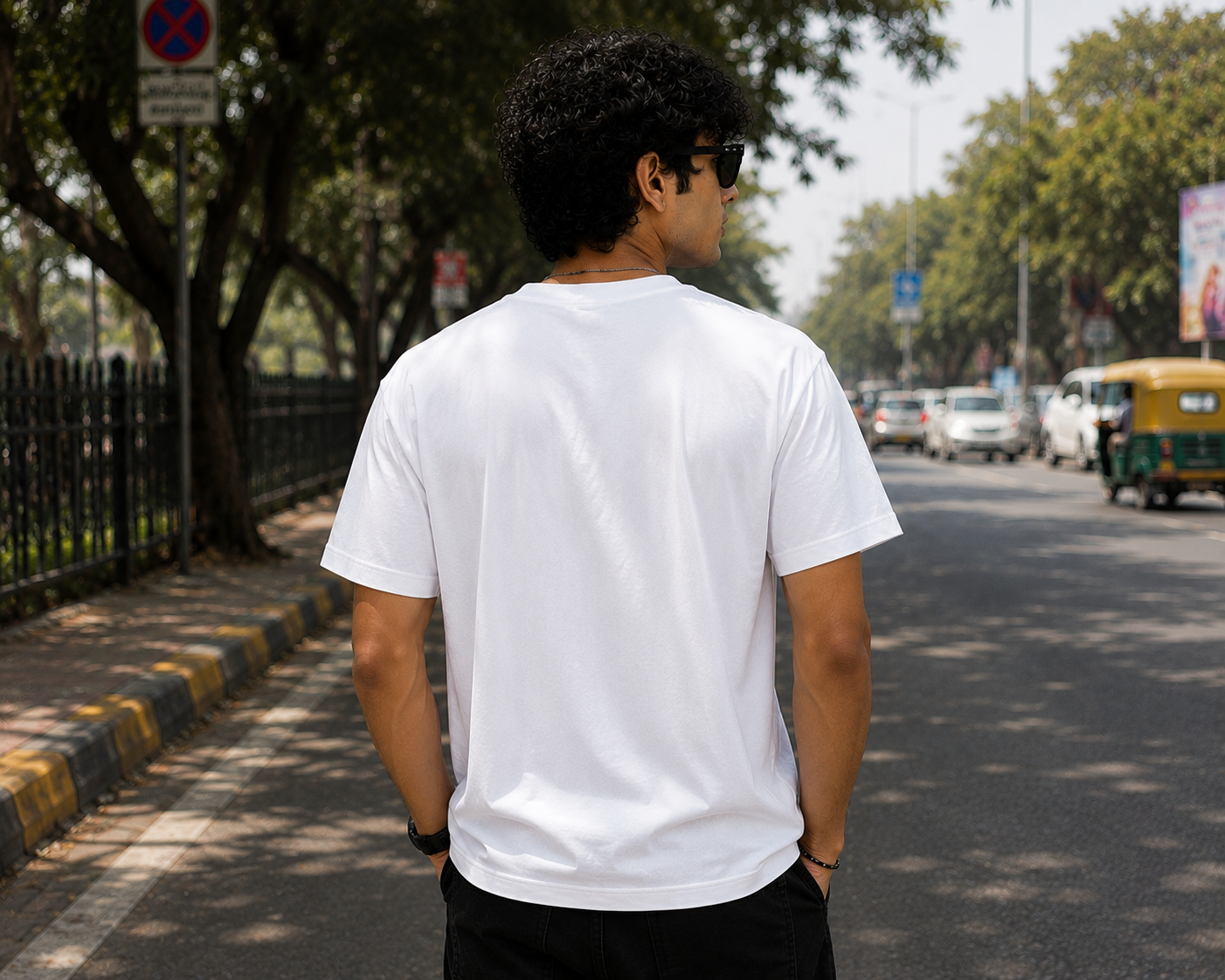 "MOOD : DON'T ASK"  Graphic Regular Fit T-Shirt  — White 2