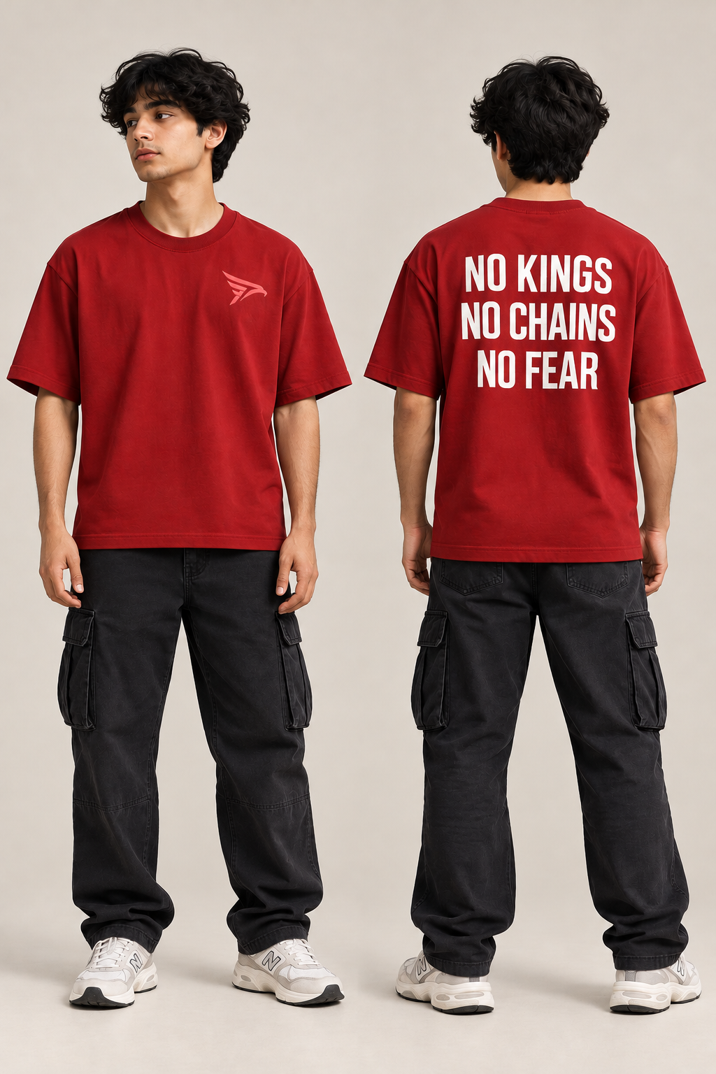 "No Kings No Chains No Fear" Back Print Regular Fit T-Shirt — Maroon 3