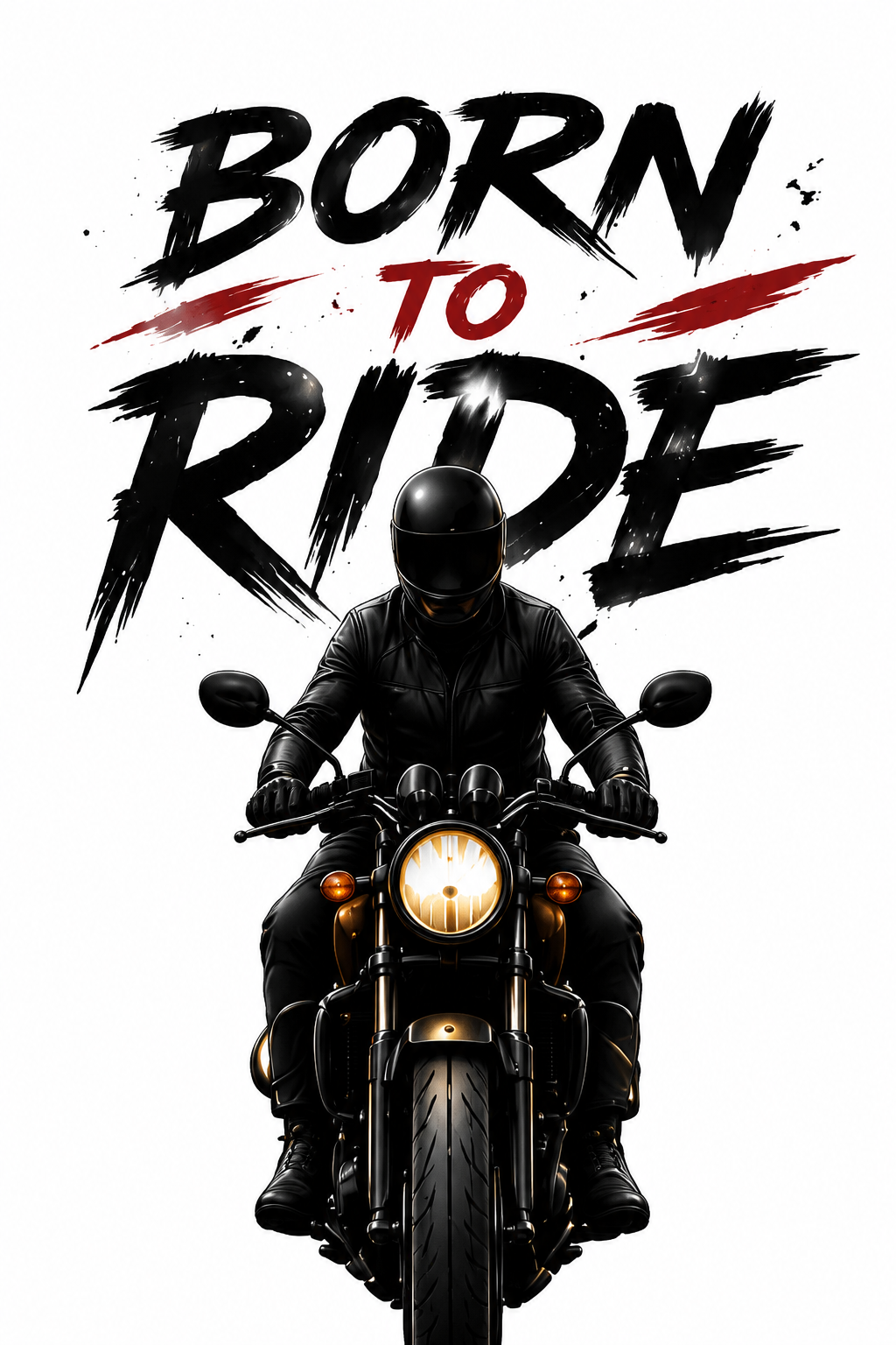 "BORN TO RIDE" Graphic Oversized T-Shirt — White 4