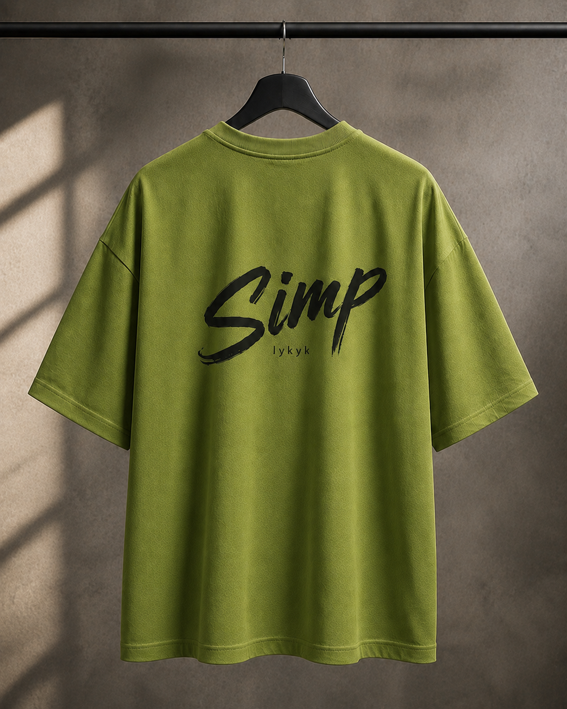 "Simp iykyk" Brush Typography Oversized T-Shirt — Avocado Green 3