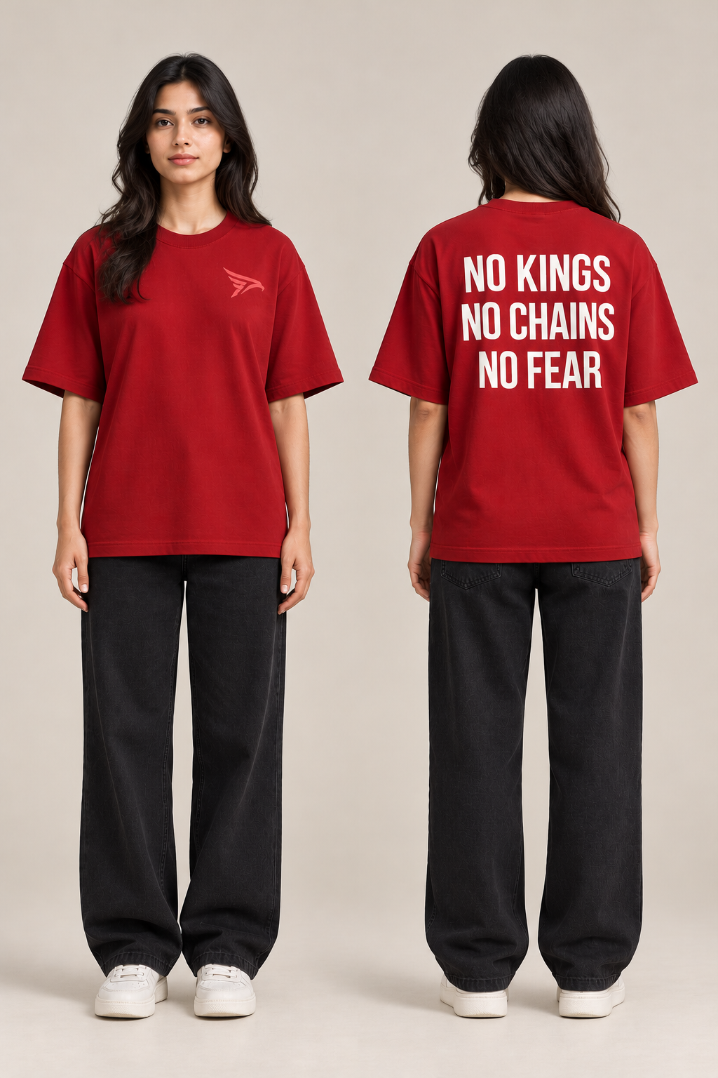 "No Kings No Chains No Fear" Back Print Regular Fit T-Shirt — Maroon 4