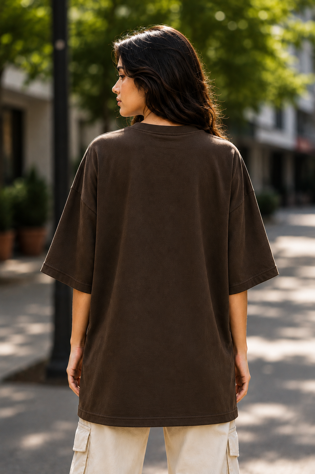 "Be Kind To Yourself" Retro Typography Oversized T-Shirt — Brown 2
