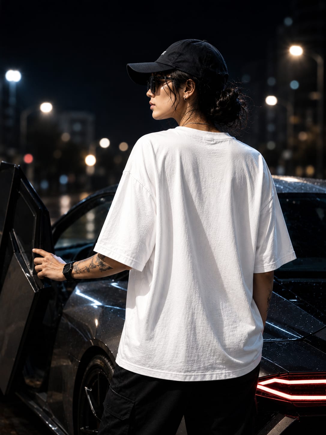 "I Don't Care" Graphic Oversized White T-Shirt — White 3