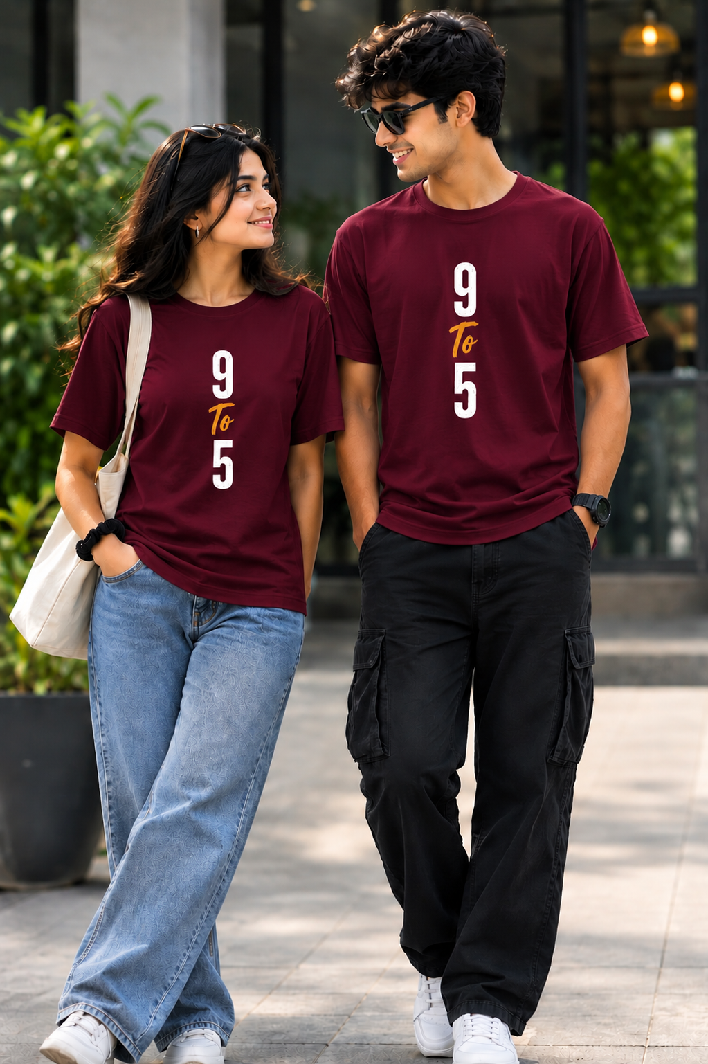 9 To 5 — The Corporate Hustle regular fit t shirt — Maroon 1