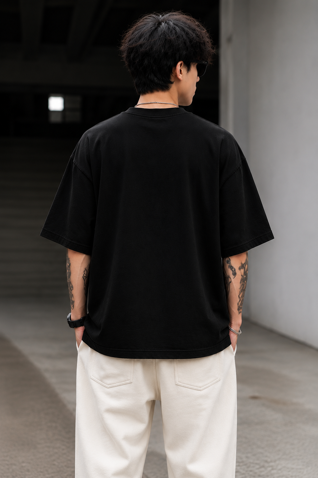 "Overthinking Is My Cardio" Monkey Graphic Oversized T-Shirt — Black 2