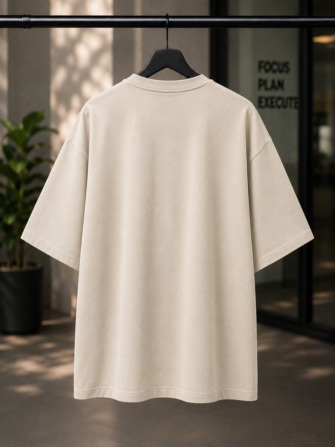 "Weeeeek End" Minimalist Tech Graphic Oversized T-Shirt — Beige 6