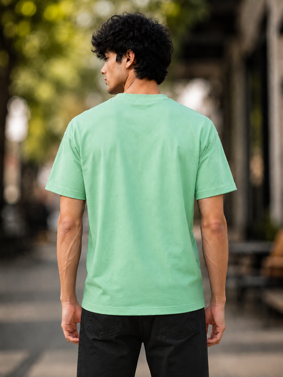"Dead Inside" Brush Typography Regular Fit T-Shirt — Sea-Green 2