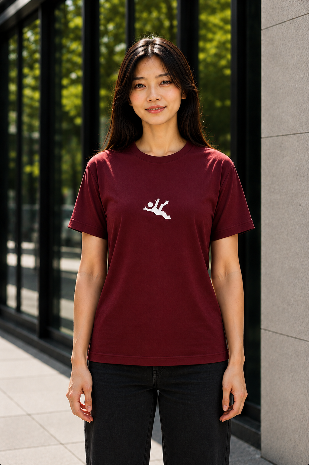 "Falling Man" Minimal Graphic Regular Fit T-Shirt — Maroon 3