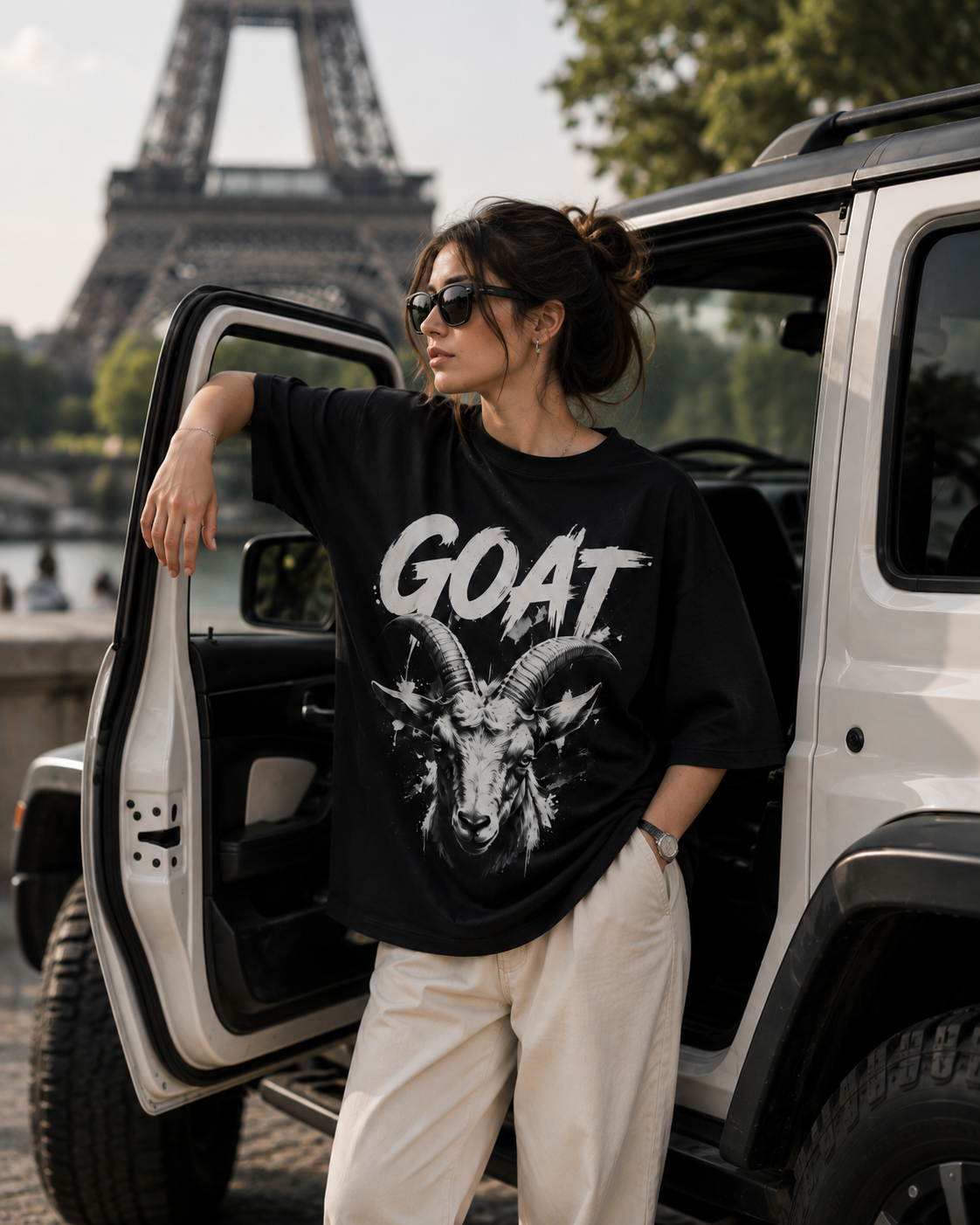 "GOAT: Greatest Of All Time" Graphic Oversized T-Shirt — Black