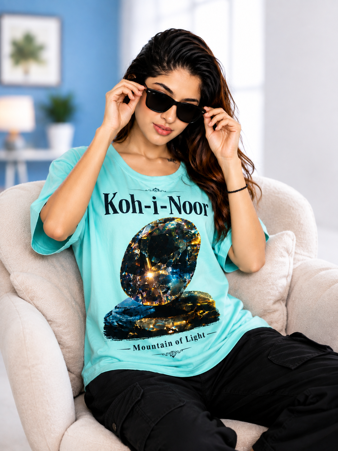 'Koh-i-Noor' The mountain of light and india Pride normal fit t shirt — Sea-Green 1