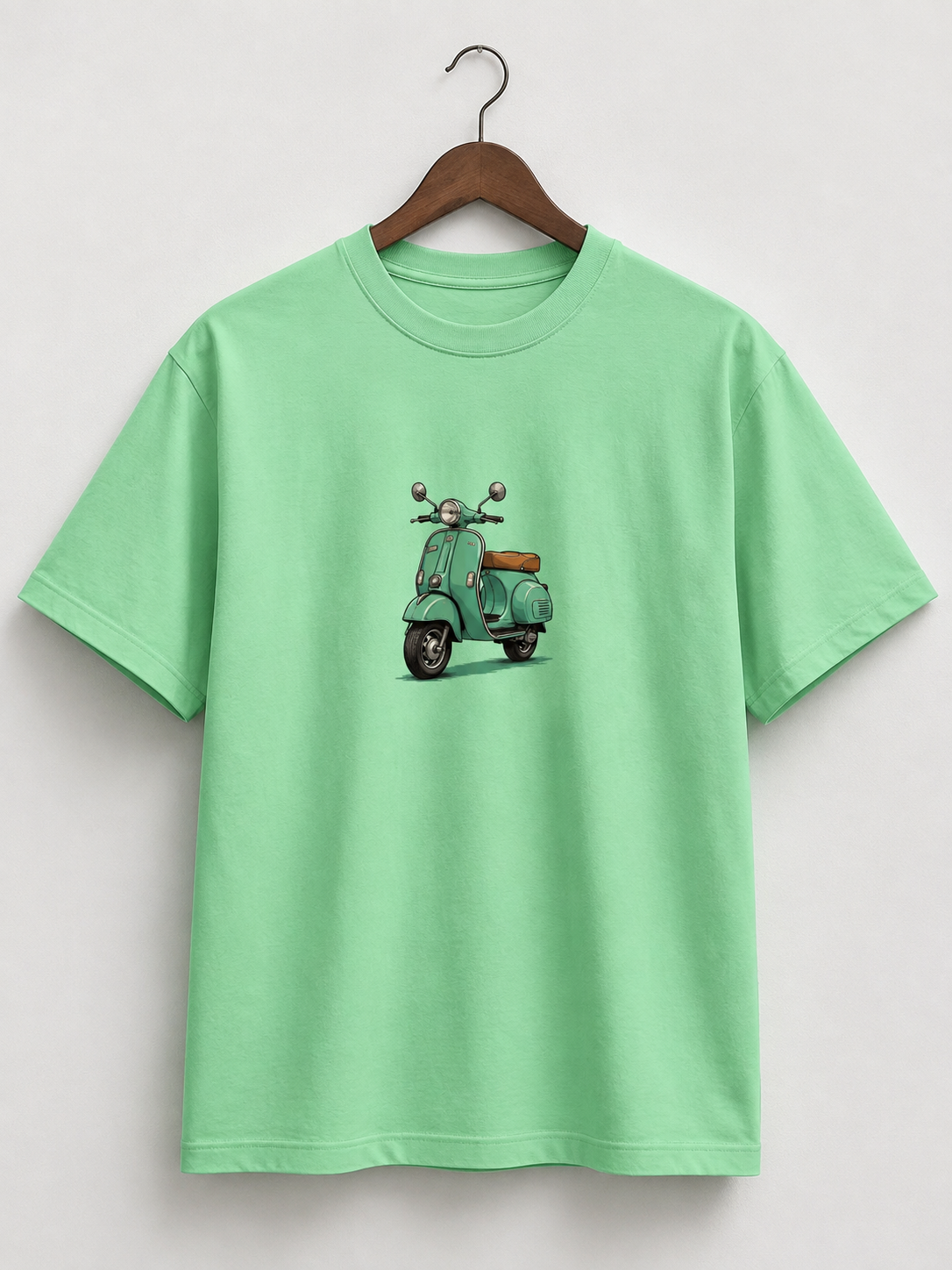 "Classic Retro Scooter" Graphic Oversized T-Shirt — Sea-Green 5