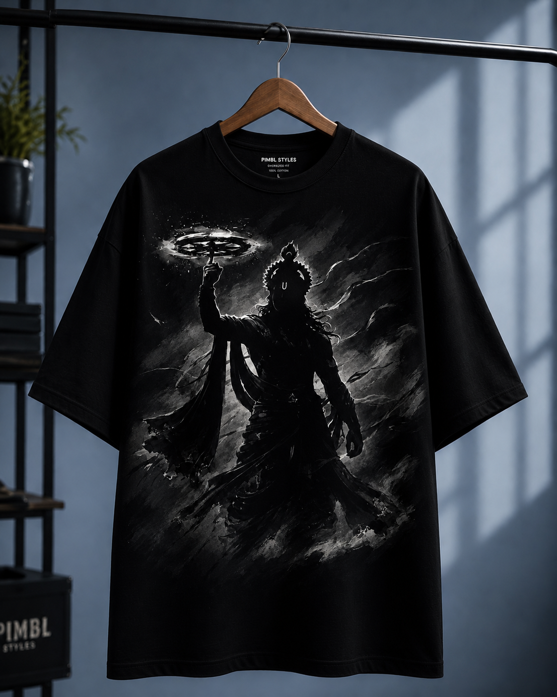 Black Oversized Lord Krishna Graphic T-Shirt for Women | Premium Brush Art Divine Streetwear — Black 2