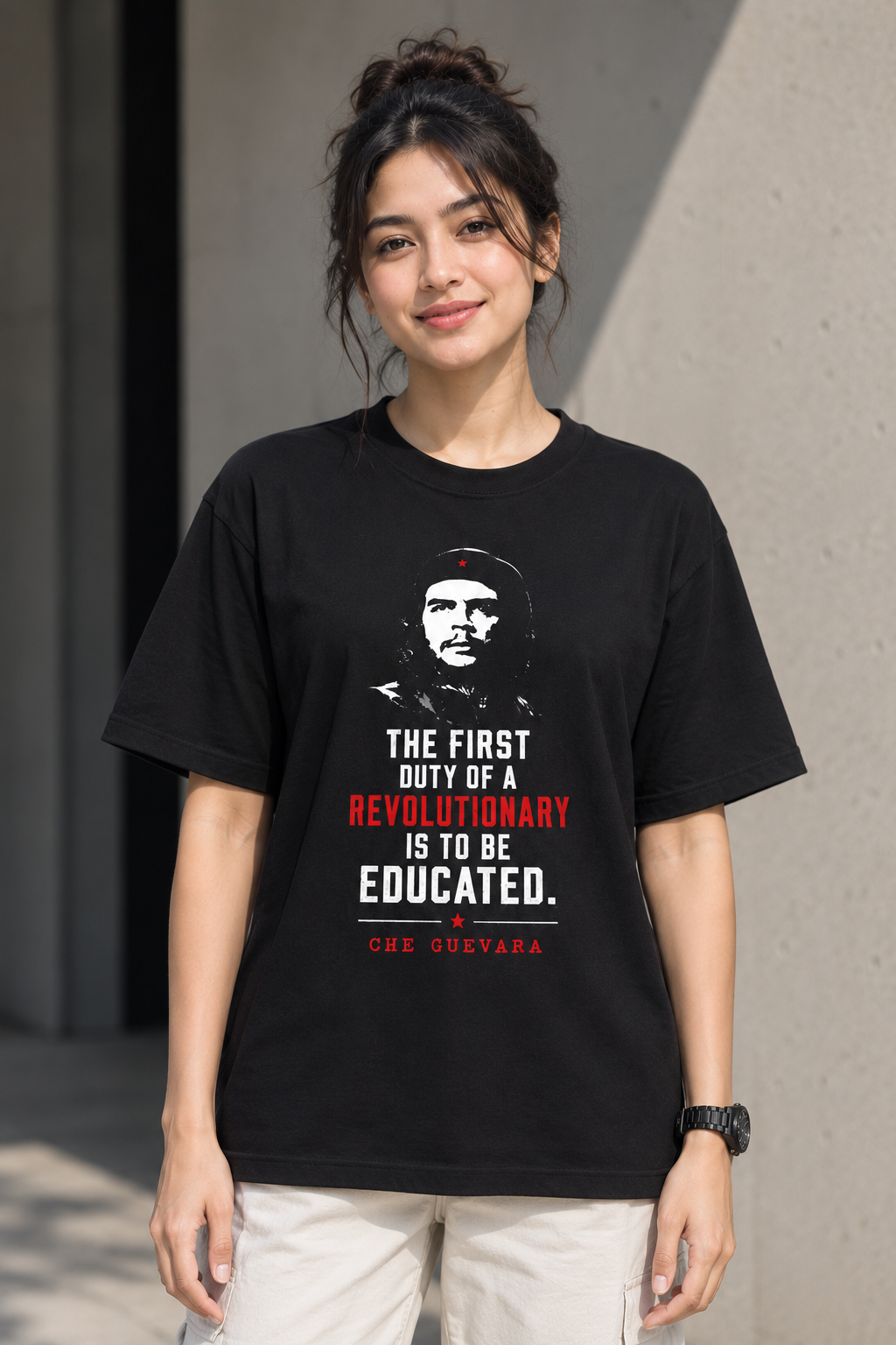 "Che Guevara Revolutionary Duty" Quote Regular Fit T-Shirt — Black 3