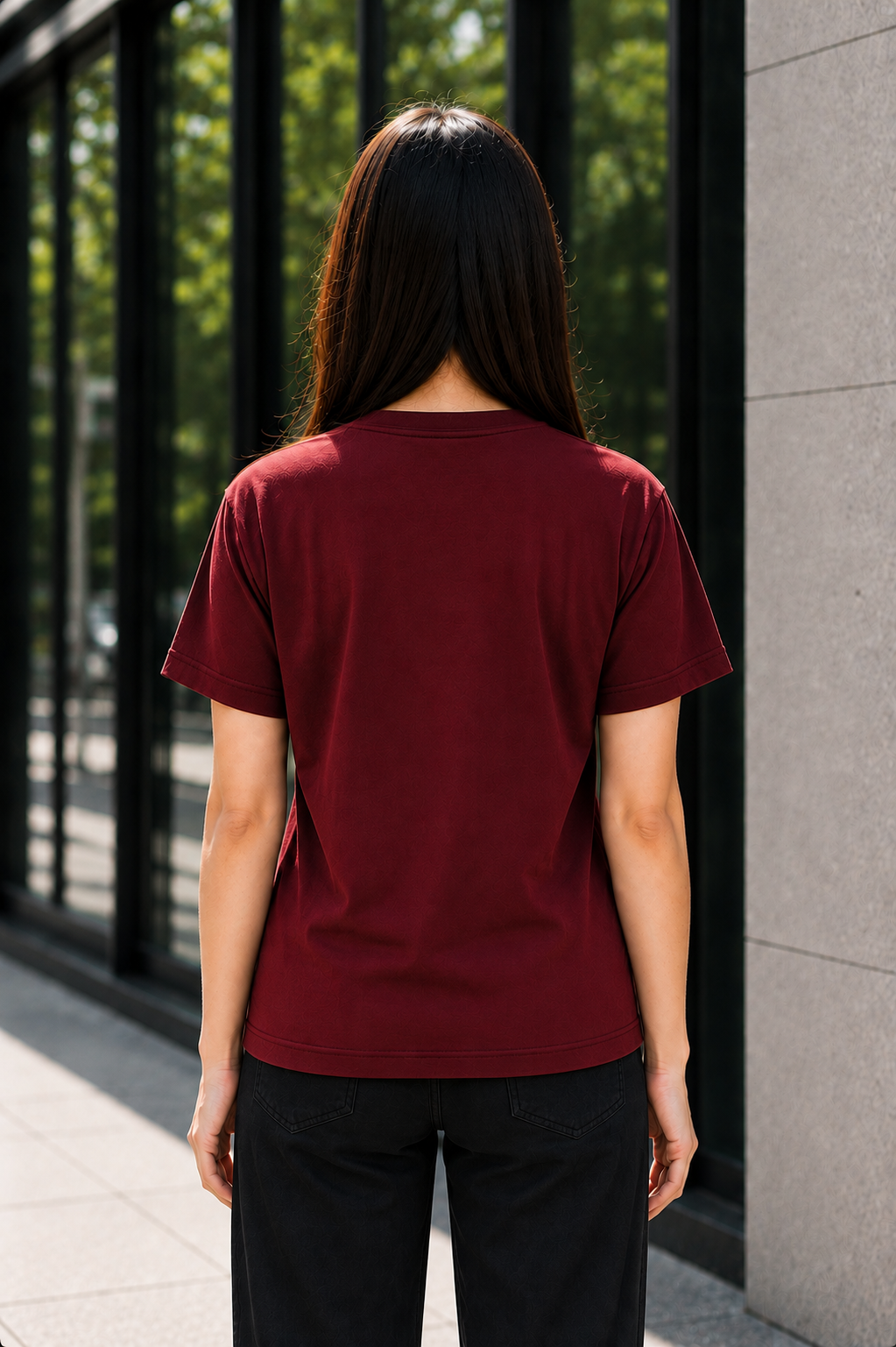 "Falling Man" Minimal Graphic Regular Fit T-Shirt — Maroon 4