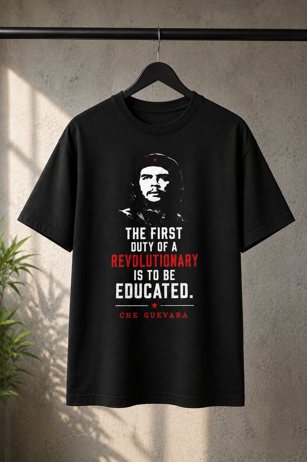 "Che Guevara Revolutionary Duty" Quote Regular Fit T-Shirt — Black 5
