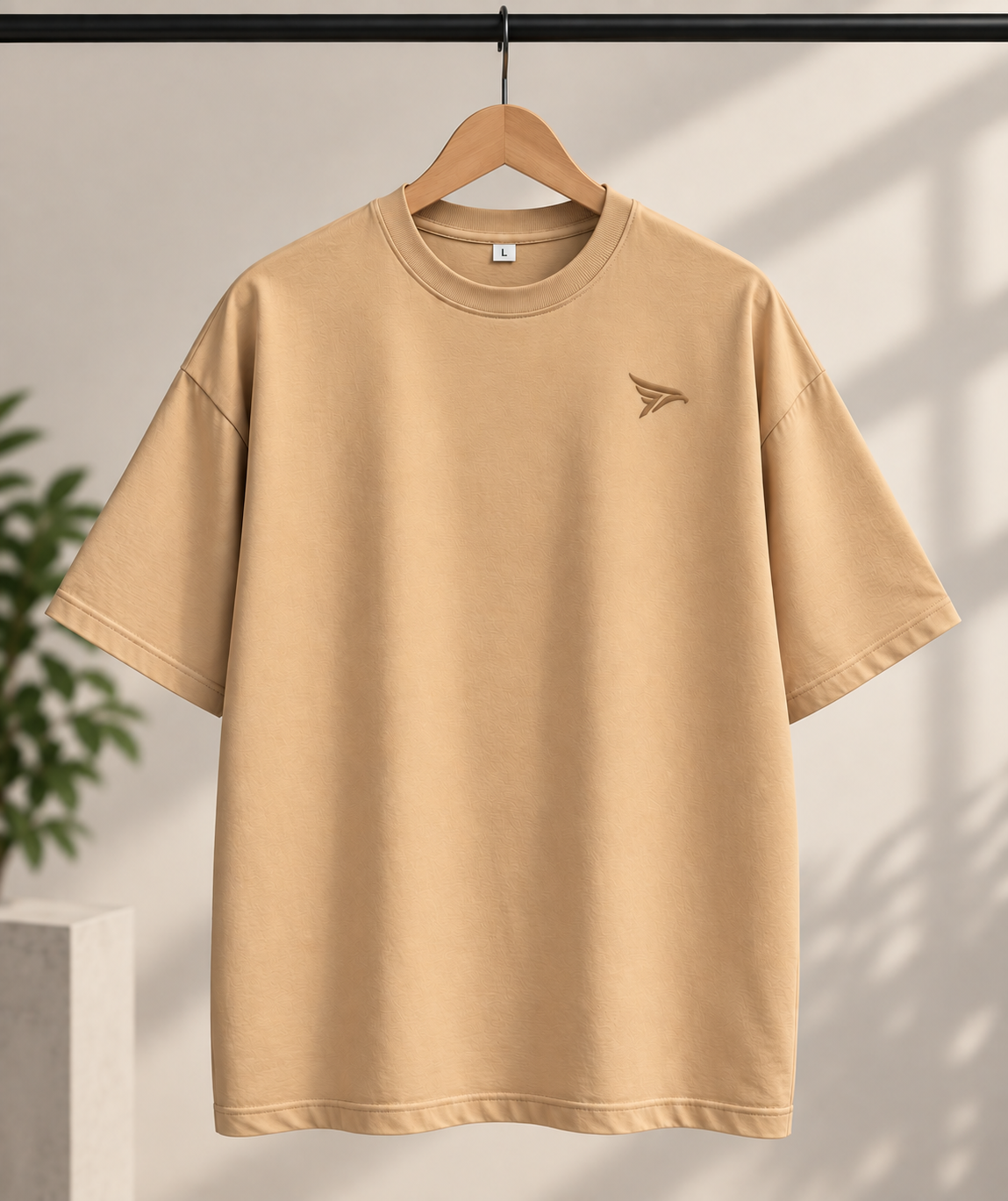 "I Leave Before They Leave Me" Back Print Oversized T-Shirt — Beige 2