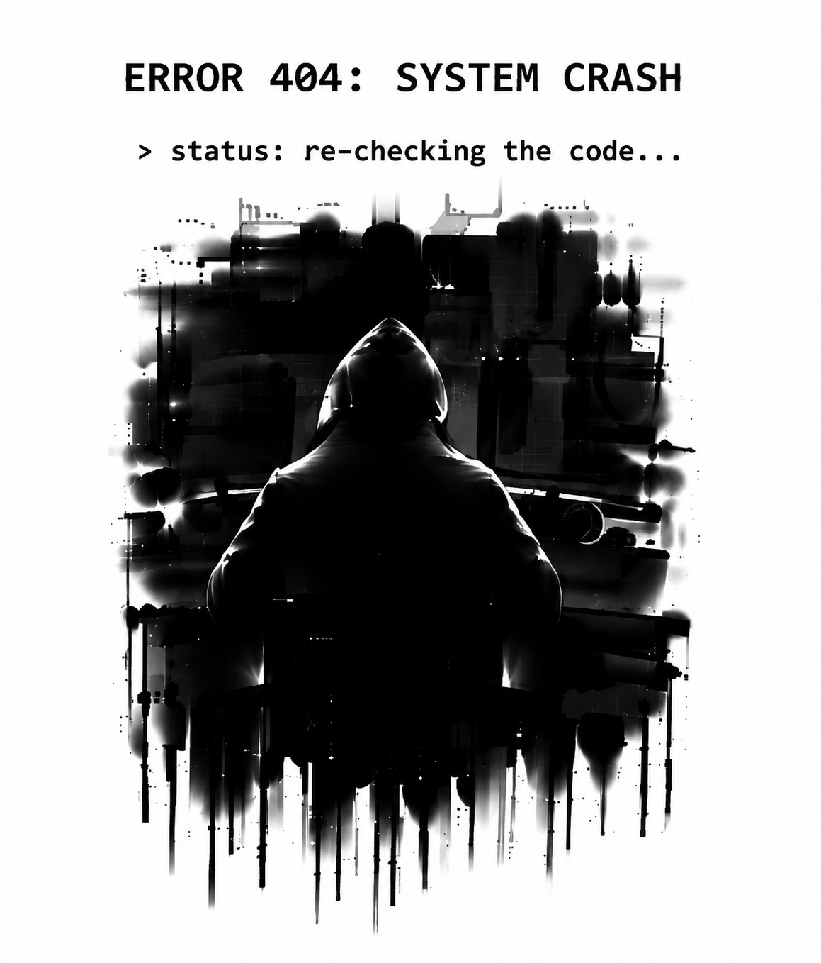 ERROR 404: SYSTEM CRASH Oversized Graphic T-Shirt  — White 7