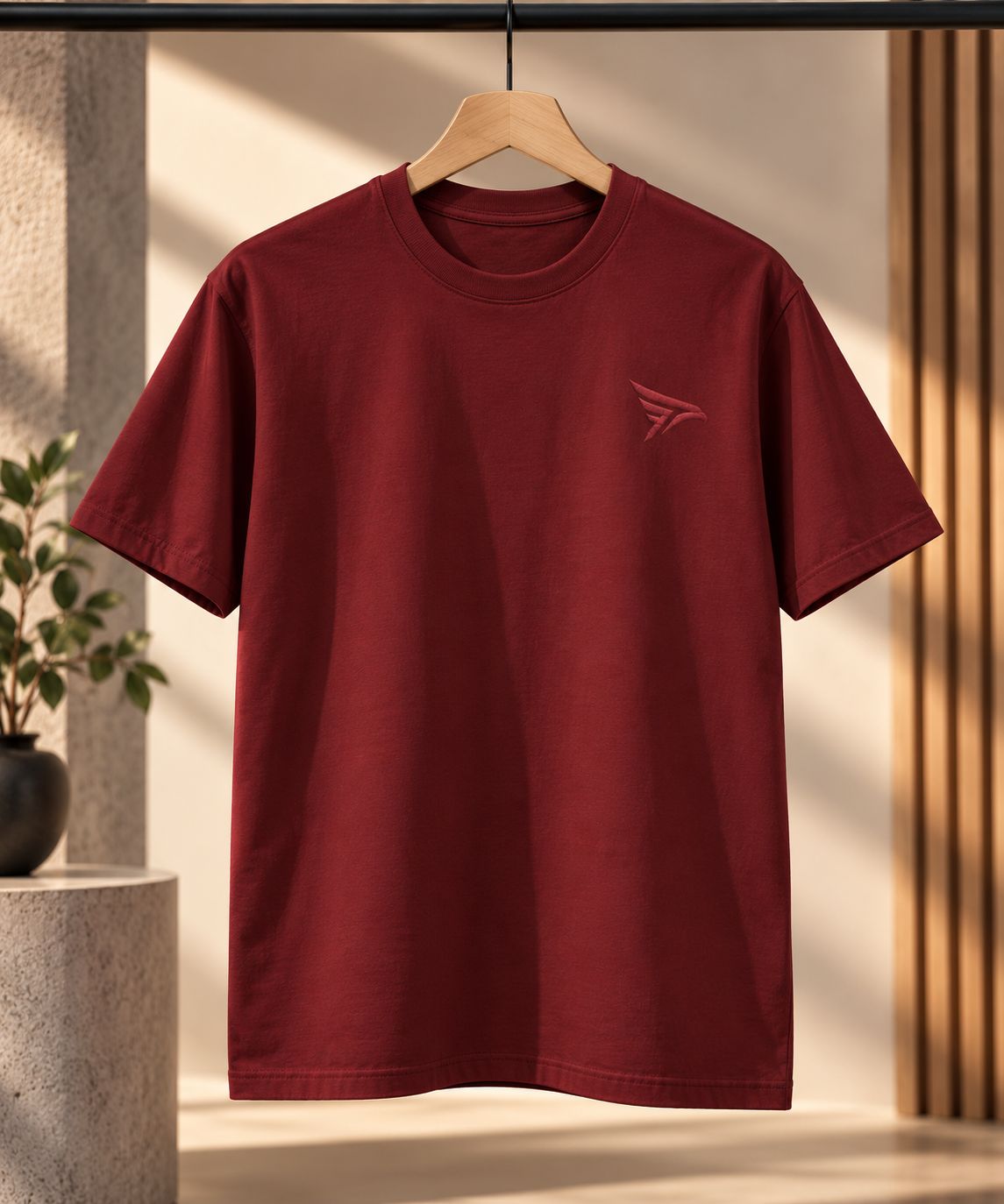 "Inside Your Hug" Romantic Quote Back Print Regular Fit T-Shirt — Maroon 2