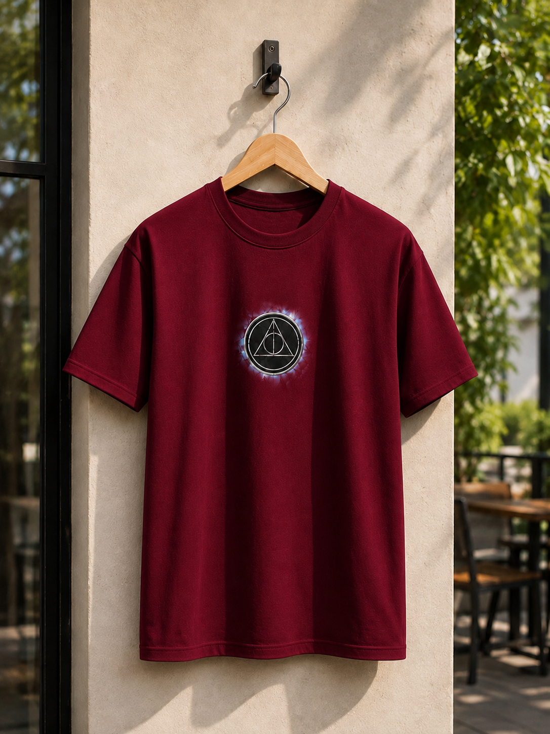 "Glowing Deathly Hallows" Harry Potter Graphic Regular Fit T-Shirt — Maroon 5