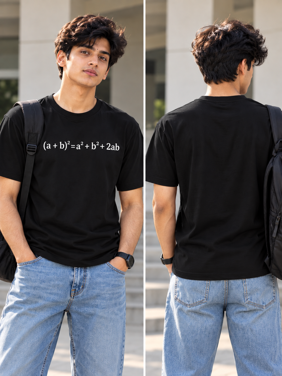 Algebra Formula Graphic T-Shirt – Minimal Math Design Description — Black 2